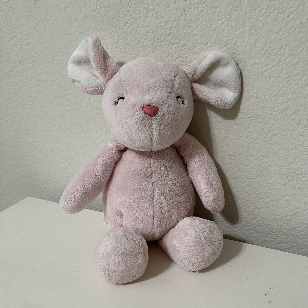 Carter's Pink Mouse Plush Baby Lovey 10” Stuffed Animal Sleeping Closed Eyes